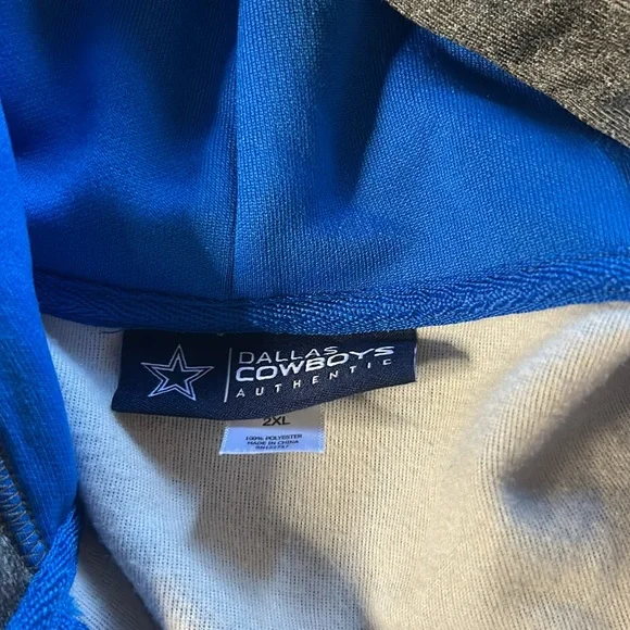 Dallas Cowboys 2XL Grey Zip Up Jacket with Hood - Picture 3 of 4